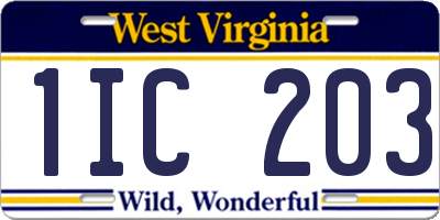 WV license plate 1IC203
