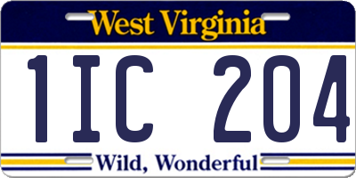 WV license plate 1IC204