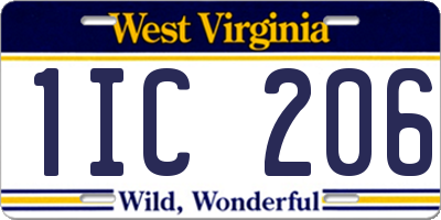 WV license plate 1IC206