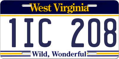 WV license plate 1IC208