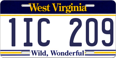 WV license plate 1IC209