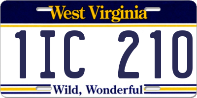 WV license plate 1IC210