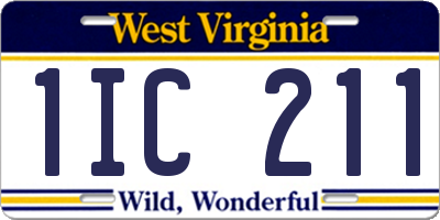 WV license plate 1IC211