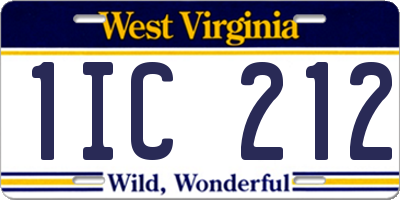 WV license plate 1IC212