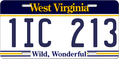 WV license plate 1IC213