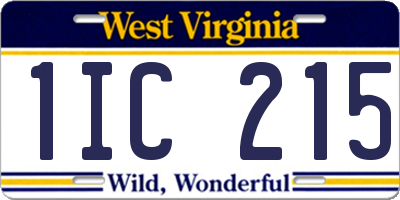 WV license plate 1IC215