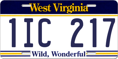 WV license plate 1IC217