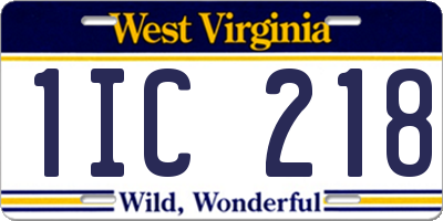 WV license plate 1IC218