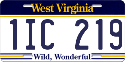 WV license plate 1IC219