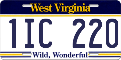 WV license plate 1IC220