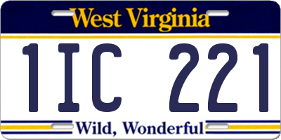 WV license plate 1IC221