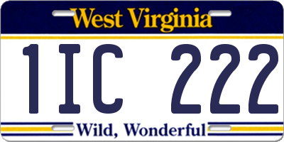 WV license plate 1IC222
