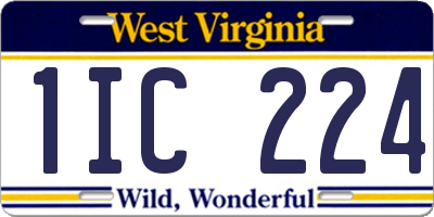WV license plate 1IC224