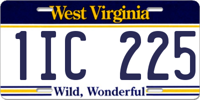 WV license plate 1IC225
