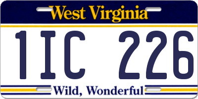 WV license plate 1IC226