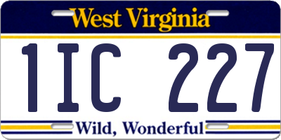 WV license plate 1IC227