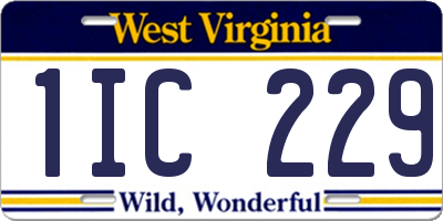 WV license plate 1IC229