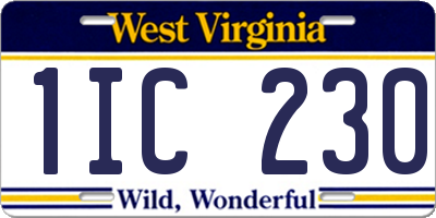 WV license plate 1IC230
