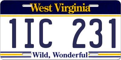 WV license plate 1IC231