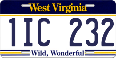 WV license plate 1IC232