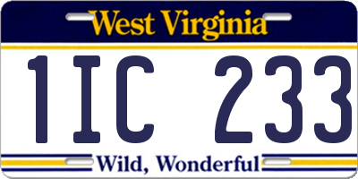 WV license plate 1IC233