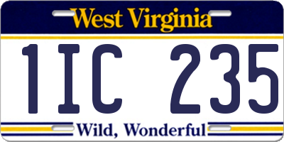 WV license plate 1IC235