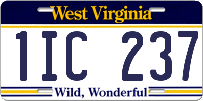 WV license plate 1IC237