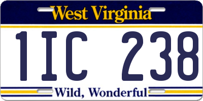 WV license plate 1IC238
