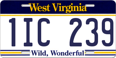WV license plate 1IC239
