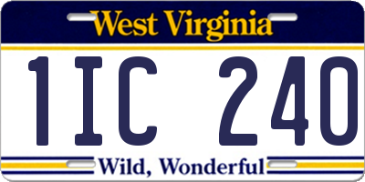 WV license plate 1IC240