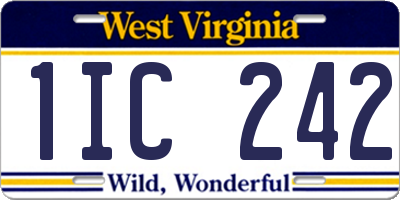 WV license plate 1IC242
