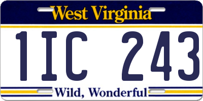 WV license plate 1IC243