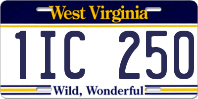 WV license plate 1IC250