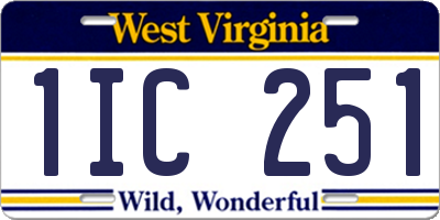 WV license plate 1IC251