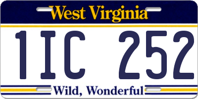 WV license plate 1IC252