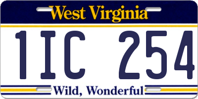 WV license plate 1IC254