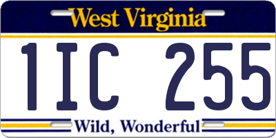 WV license plate 1IC255