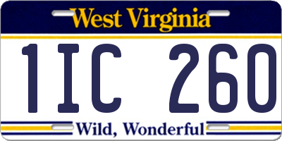 WV license plate 1IC260