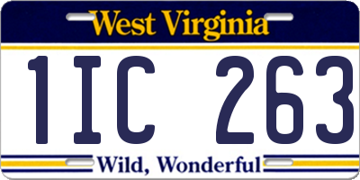 WV license plate 1IC263
