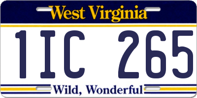 WV license plate 1IC265