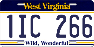 WV license plate 1IC266