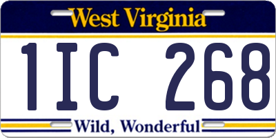 WV license plate 1IC268