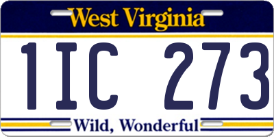 WV license plate 1IC273