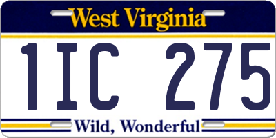 WV license plate 1IC275