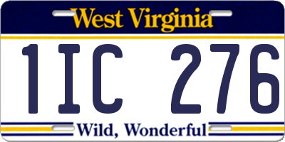 WV license plate 1IC276