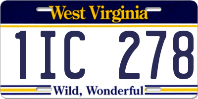 WV license plate 1IC278