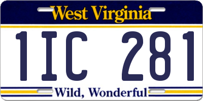 WV license plate 1IC281