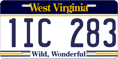 WV license plate 1IC283