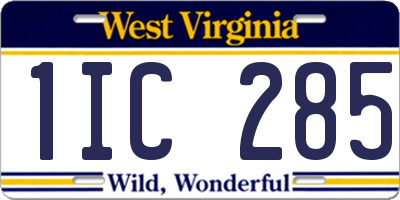 WV license plate 1IC285