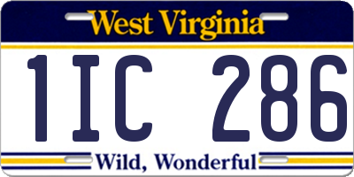 WV license plate 1IC286